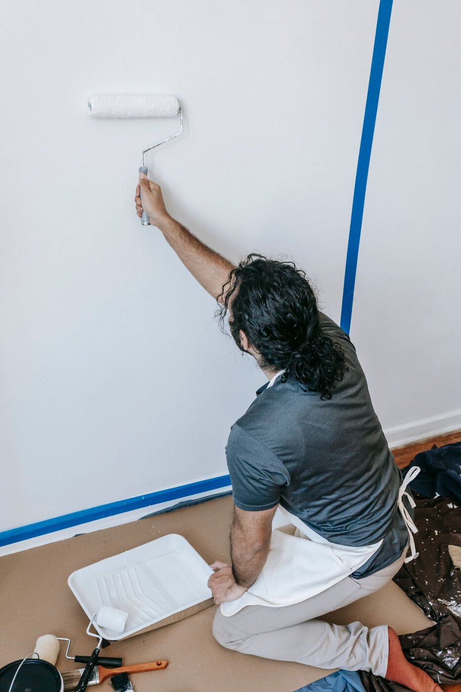 Interior wall painting in progress